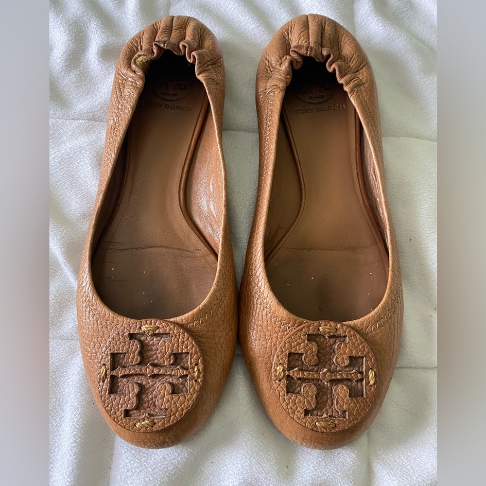 Tory Burch Reva Cognac Leather Flats